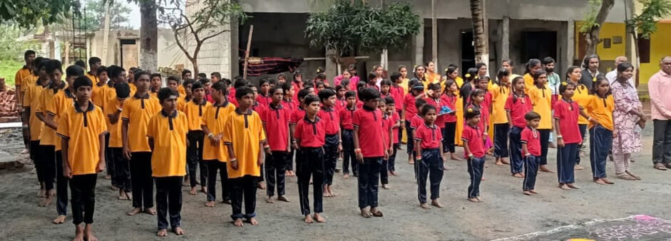 Morning assembly in the school yard